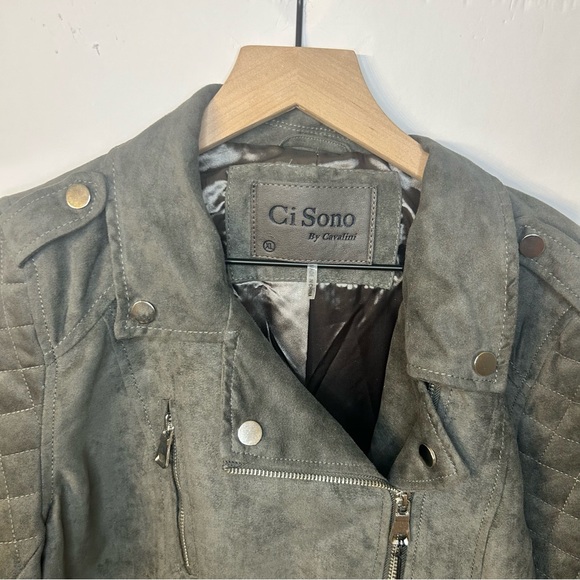 *NWT* Ci Sono by Cavalini Charcoal Gray Vegan Leather Moto Jacket, Size XL - Picture 2 of 10